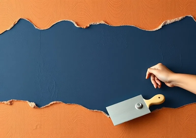 Application d'un enduit décoratif à la lisseuse sur un mur