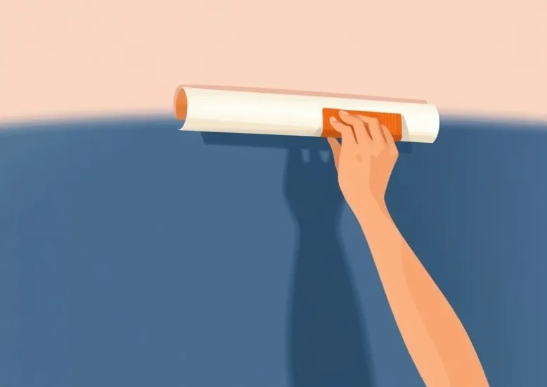 Pose de papier peint, rouleau et brosse à maroufler